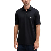 Black Armani Exchange cotton polo shirt with subtle white logo on left chest short sleeve for men