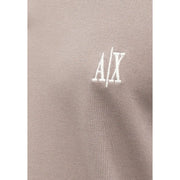 Armani Exchange men brown cotton polo shirt with short sleeves and A x embroidered logo on beige pique knit fabric