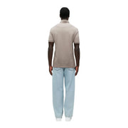 Beige armani exchange men brown cotton polo shirt with short sleeves classic collar and ribbed cuffs