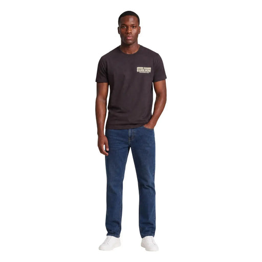 Armani Exchange T-shirt homme en coton marron, manches courtes gris foncé et petit logo blanc sur la poitrine gauche