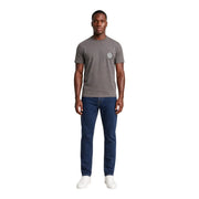 Armani Exchange T-shirt gris en coton pour homme, col rond, avec petit logo circulaire sur la poitrine gauche