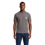 Armani Exchange T-shirt homme en coton marron, col rond gris et logo brodé circulaire sur la poitrine gauche.
