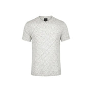 Armani Exchange men t-shirt in light gray featuring a repeating thin black outline logo pattern