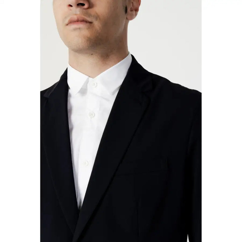 Blazer noir cintré à la coupe moderne et élégante et à la texture subtile de armani exchange collection en coton pour hommes