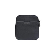 Armani Exchange Sac bandoulière homme en cuir texturé noir avec logo discret sur le devant, 22 x 23 x 1 cm, polyester