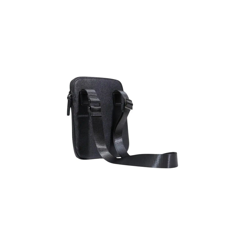 Texture noire Armani Exchange Sac bandoulière homme en polyester, fermeture éclair, bandoulière ajustable, dimensions 22 x 23 x 1 cm.