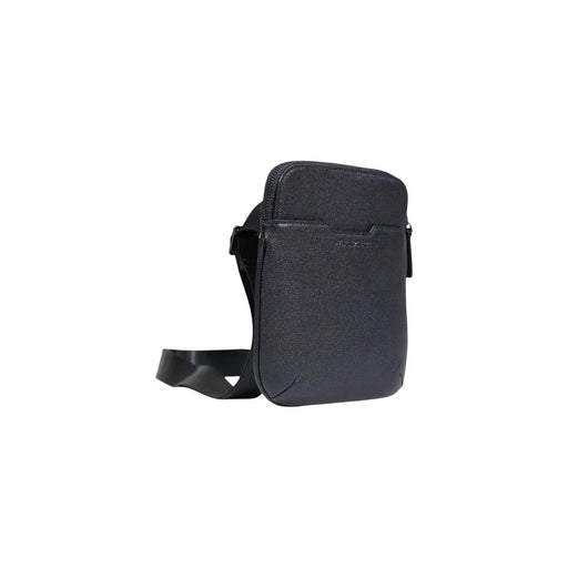 Armani Exchange Sac bandoulière homme en cuir texturé noir, design minimaliste et élégant, bandoulière ajustable, dimensions 22 x 23 x 1 cm