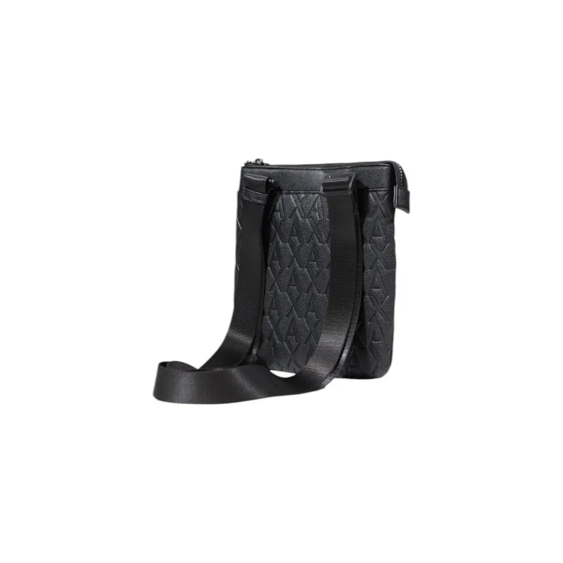 Armani Exchange Sac bandoulière homme en polyester noir à motif losanges matelassé et bandoulière en cuir réglable
