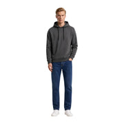 Armani Exchange Sweat-shirt à capuche en coton vert pour homme, gris foncé, manches longues, capuche à cordon de serrage et poignets côtelés.