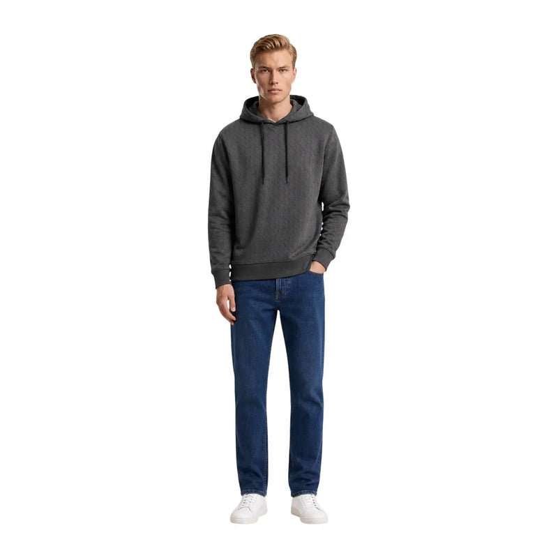 Armani Exchange Sweat-shirt à capuche en coton vert pour homme, gris foncé, manches longues, capuche à cordon de serrage et poignets côtelés.