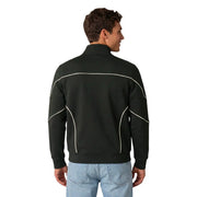 Veste noire zippée avec surpiqûres blanches contrastantes aux épaules et aux manches, associée à armani exchange Sweat à capuche vert en coton pour homme