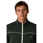 Armani Exchange Sweat à capuche zippé en coton vert pour homme, avec tissu vert foncé, fermeture éclair et finitions blanches.