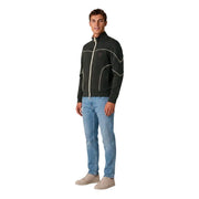 Armani Exchange Sweat à capuche zippé en coton vert pour homme, avec liserés blancs et logo circulaire sur la poitrine
