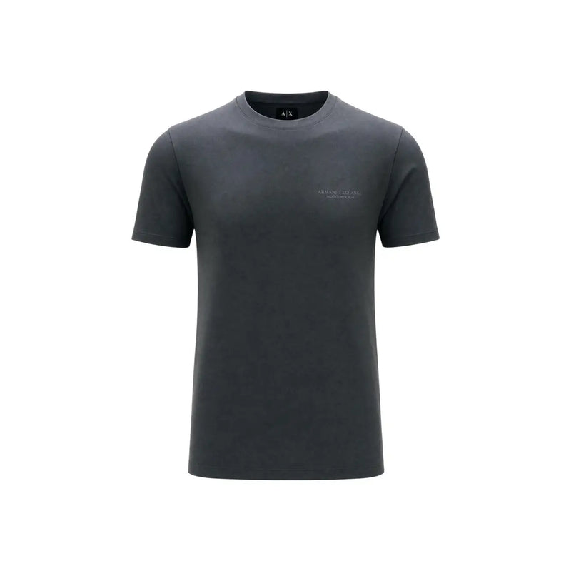 Gris foncé Armani Exchange T-shirt homme en coton à col rond avec logo brodé discret sur la poitrine