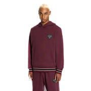 Armani Exchange men hooded bordeaux sweatshirt with front pockets featuring maroon puma hoodie and striped cuffs