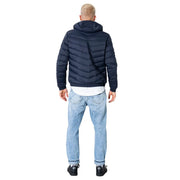 bleu marine Armani Exchange Veste à capuche pour homme en polyester matelassé avec capuche.