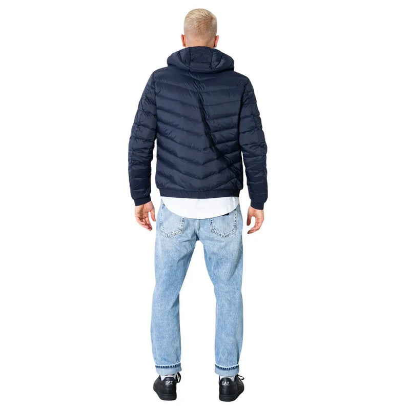 bleu marine Armani Exchange Veste à capuche pour homme en polyester matelassé avec capuche.