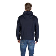 Armani Exchange Sweat à capuche pour homme en coton bleu marine foncé, avec un tissu doux et lisse et une fermeture éclair sur le devant.