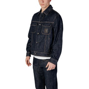 Armani Exchange Veste homme en denim indigo foncé, col classique boutonné et poches poitrine cousues, taille L