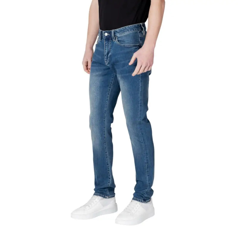 Armani Exchange Jean homme en coton stretch bleu, coupe slim et design classique à cinq poches