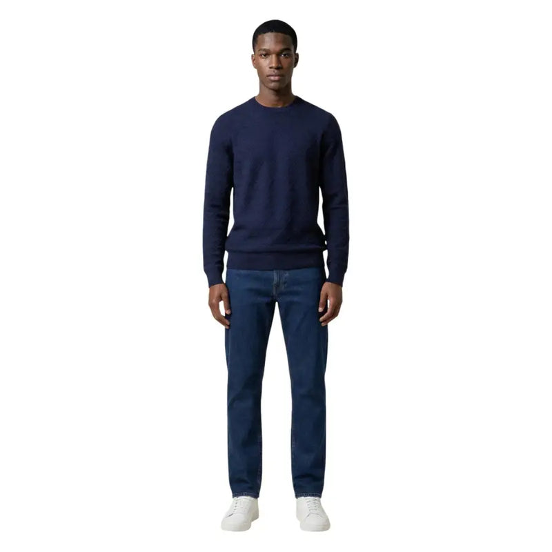 Armani Exchange Pull en maille bleu marine à manches longues et col rond pour homme, idéal pour les tenues décontractées et habillées.