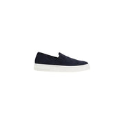 daim bleu marine Armani Exchange Mocassins en cuir pour homme, baskets sans lacets avec semelle en caoutchouc blanc, pointure 45.
