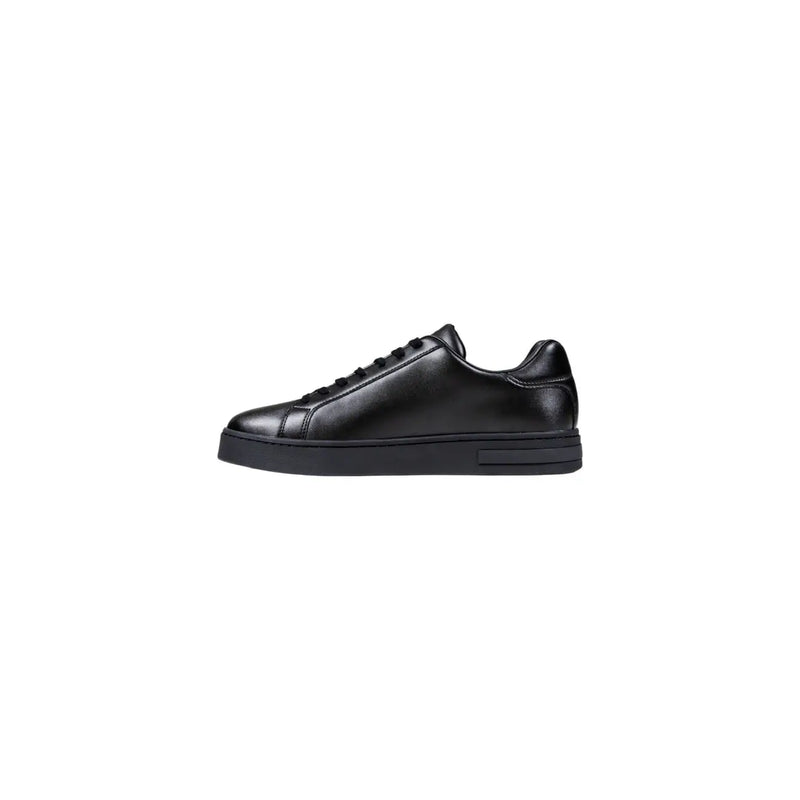 bas en cuir noirtop basket avec semelle épaisse en caoutchouc par Armani Exchange pour hommes