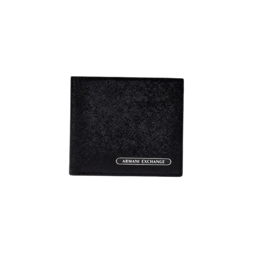 Noir Armani Exchange Portefeuille homme en cuir texturé avec plaque logo argentée, dimensions : 10 x 11 x 2 cm