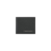 Armani Exchange men leather wallet black with textured leather finish and silver logo plaque 11x9cm