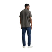 Armani Exchange Polo homme marron en coton à manches courtes et vert olive avec bordure blanche au col et aux poignets