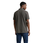 Armani Exchange men polo brown short sleeve cotton shirt in dark olive green with white collar trim