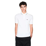 Armani Exchange Polo homme marron en coton à manches courtes avec bordures noires et logo brodé sur la poitrine