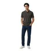 Armani Exchange Polo homme marron à manches courtes en coton et élasthanne, coloris vert olive foncé et bordure blanche au col.