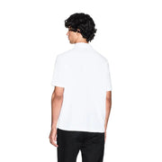 Armani Exchange Polo blanc à manches courtes pour homme, 100 % coton, col classique, vue de face