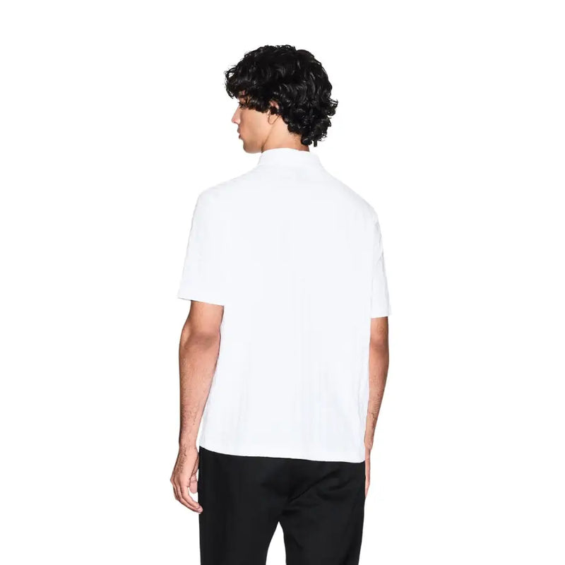 Armani Exchange Polo blanc à manches courtes pour homme, 100 % coton, col classique, vue de face