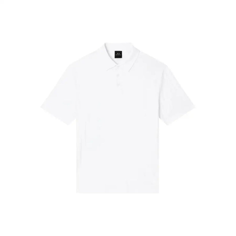 Armani Exchange Polo blanc à manches courtes pour homme, 100 % coton, col classique et étiquette de marque discrète au niveau de l'encolure.