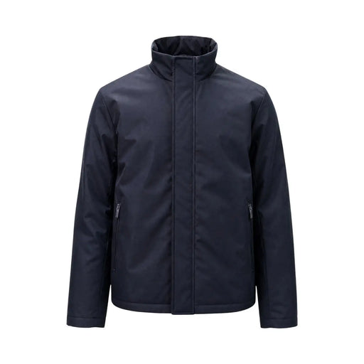 Armani Exchange Blazer homme en polyester noir avec doublure bleu marine foncé, veste imperméable élégante et moderne à col montant et poches zippées