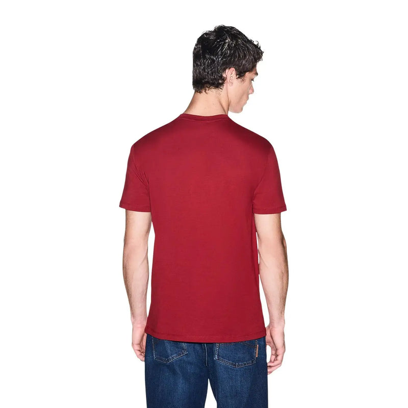 Armani Exchange T-shirt rouge en coton pour homme, manches courtes et col rond, confectionné dans un tissu lisse.
