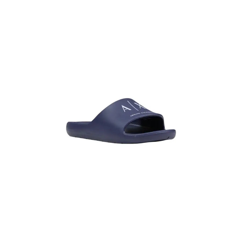 bleu marine armani exchange Sandale en caoutchouc pour homme, à enfiler, avec logo blanc et imprimé logo bleu xm002744