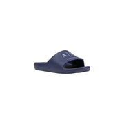 Navy blue armani exchange men rubber slip-on sandal with white logo branding and blue logo print xm002744