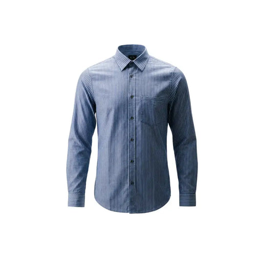Armani Exchange Chemise homme bleu marine et blanc à rayures verticales, manches longues, col classique
