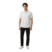 Armani Exchange Chemise blanche à manches courtes pour homme, boutonnée, en tissu texturé léger pour une tenue décontractée
