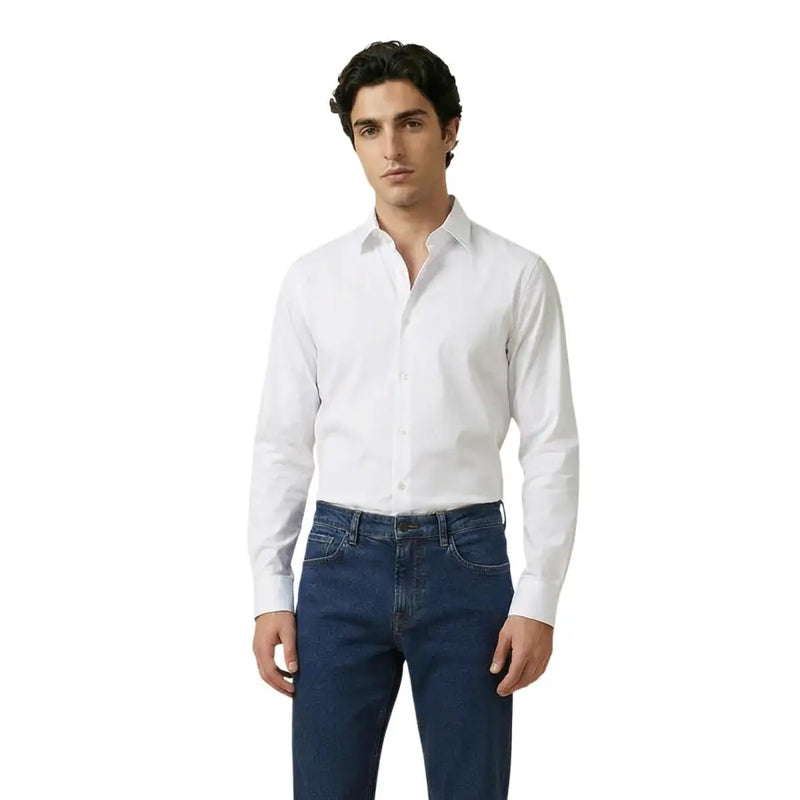 Armani Exchange Chemise blanche à manches longues pour homme, col classique et fermeture boutonnée sur le devant