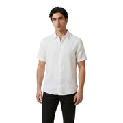 Armani Exchange Chemise blanche à manches courtes pour homme, boutonnée, en tissu texturé léger