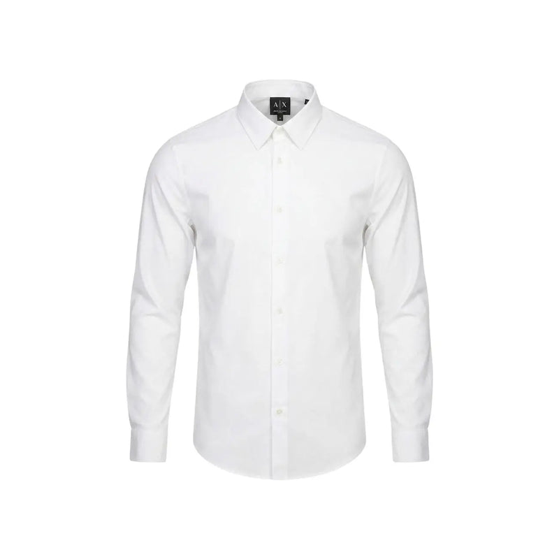 Armani Exchange men shirt white long-sleeved button-down with classic collar and tailored fit