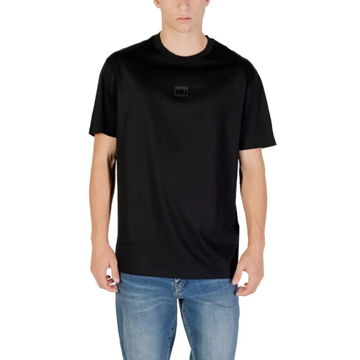 Black Armani Exchange men’s short sleeve cotton T shirt with small chest emblem