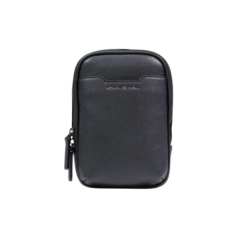 Armani Exchange Sac bandoulière homme en cuir texturé noir avec logo discret en relief et détails en polyester