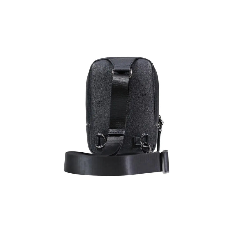 Armani Exchange Sac bandoulière homme en cuir texturé noir avec bandoulière réglable et finitions métalliques 15 x 20 x 6 cm