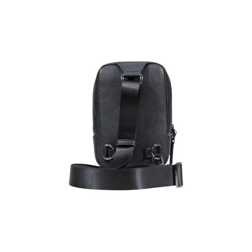 Armani Exchange Sac bandoulière homme en cuir texturé noir avec bandoulière réglable et finitions métalliques 15 x 20 x 6 cm
