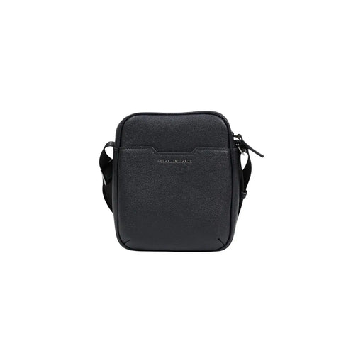 Armani Exchange Sac bandoulière homme en cuir texturé noir avec logo discret sur le devant et détails en polyester.